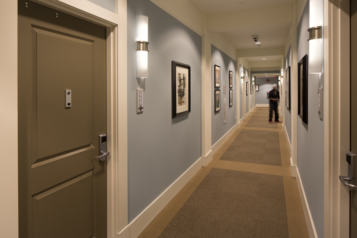common hallway with lights